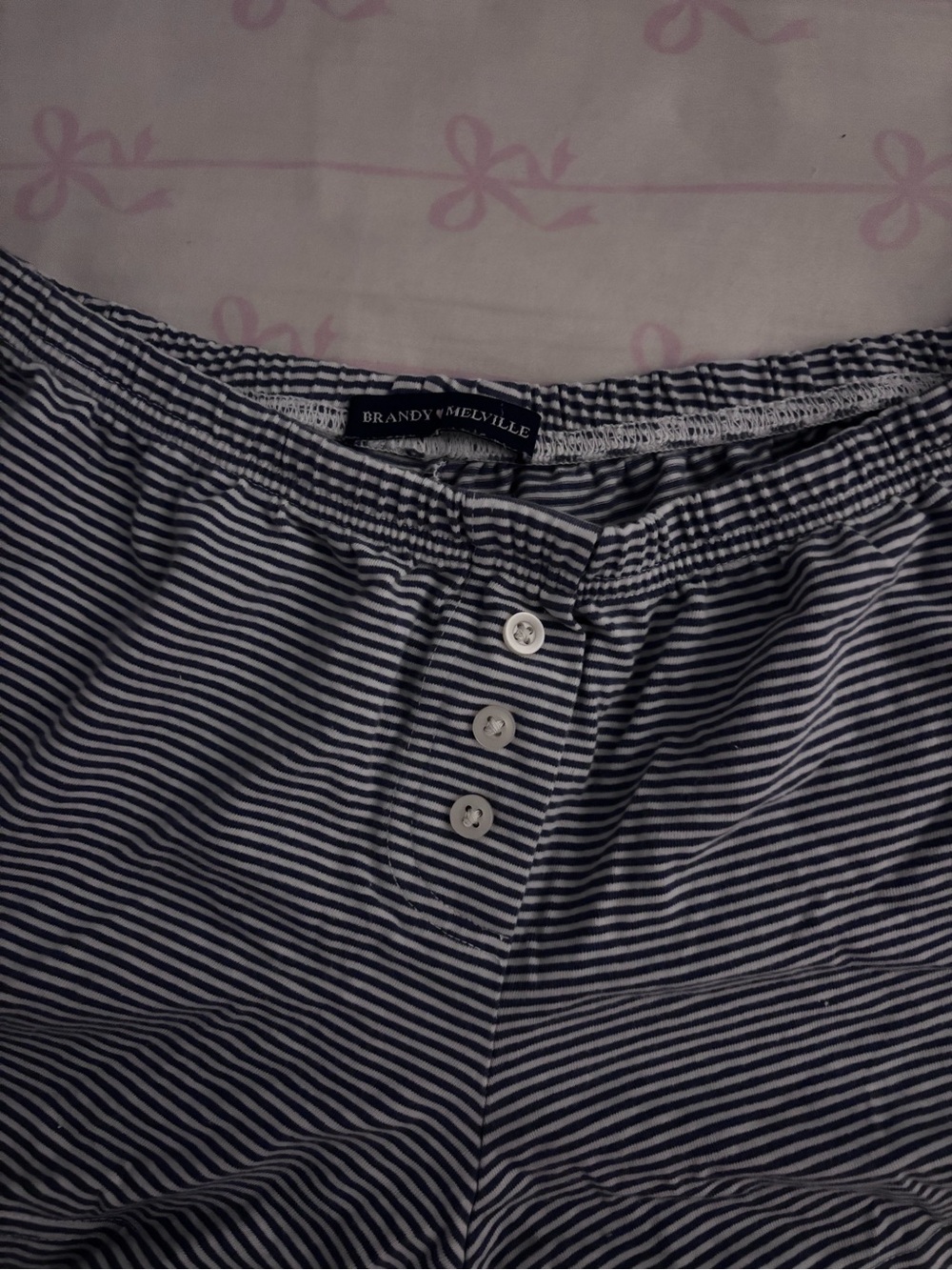 Brandy Melville Navy & White Striped Button-Front Lounge Shorts